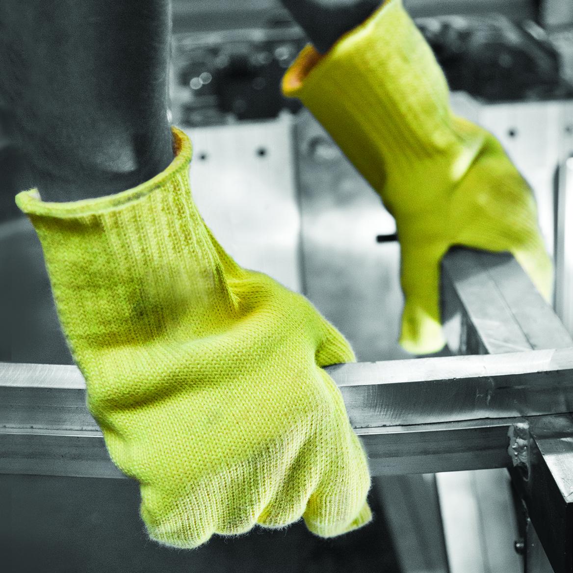 Polyco Healthline Volcano Yellow Kevlar Work Gloves, Kevlar Coating