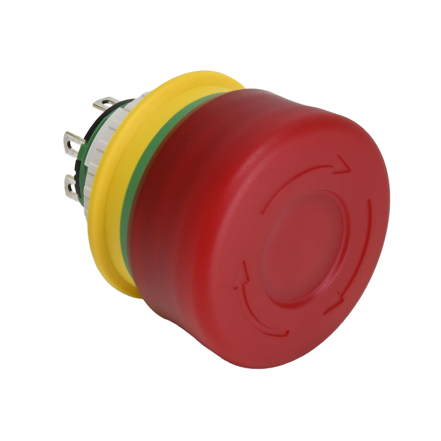 Idec XA1E Series Push Lock Turn Reset Emergency Stop Push Button, Panel Mount, 16mm Cutout, DPST, IP65, IP67, IP69K