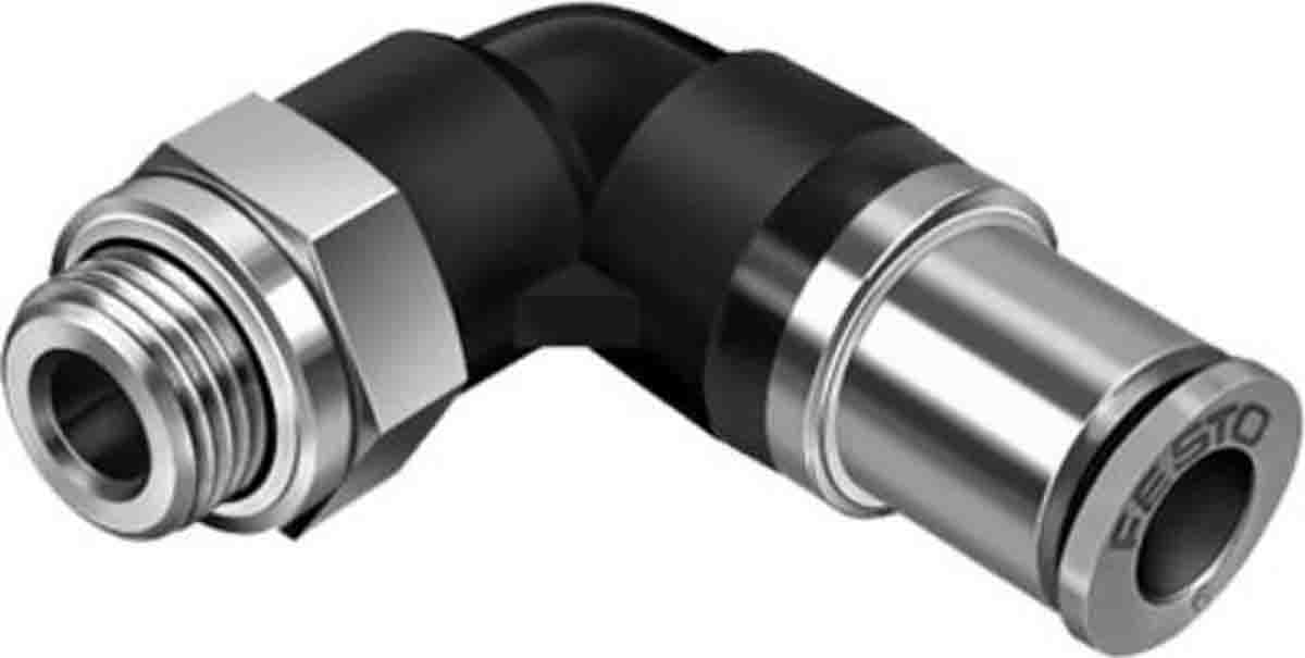 Festo Elbow Threaded Adaptor, G 1/4 Male to Push In 6 mm, Threaded-to-Tube Connection Style, 186306
