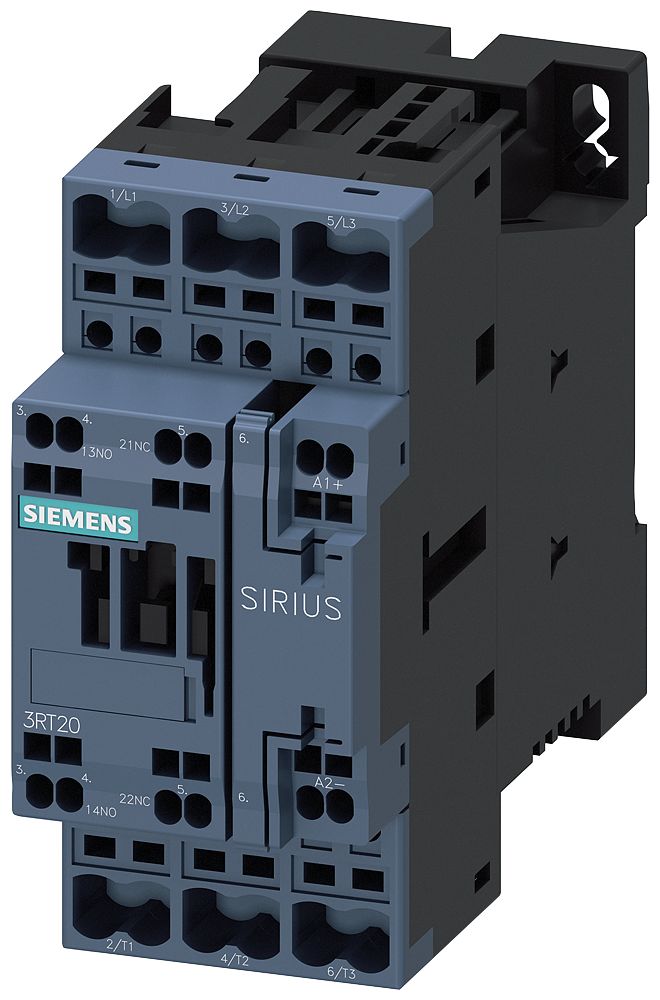 Siemens SIRIUS 3RT Size S0, 3RT2 Contactor, 110 V dc Coil, 3-Pole, 25 A, 11 kW, 1NO + 1NC