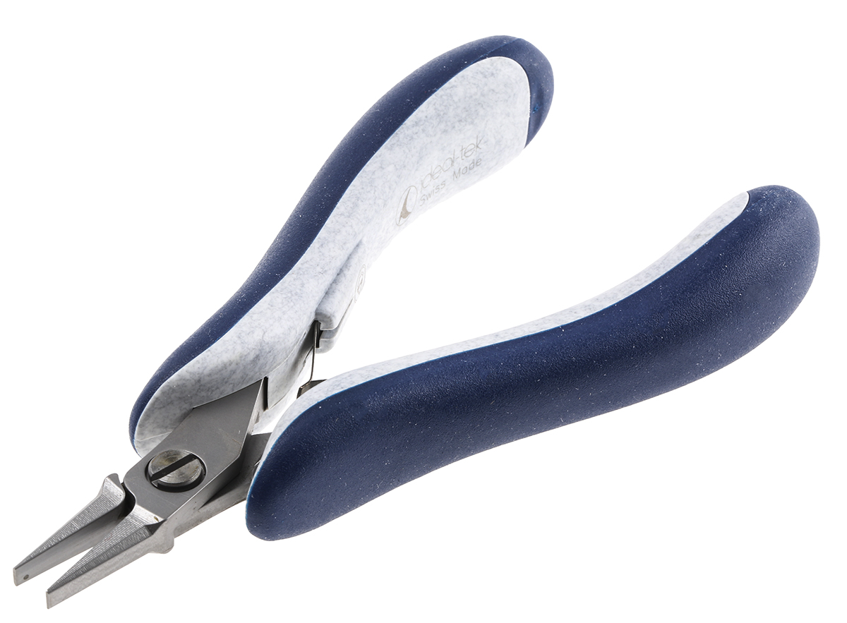 ideal-tek 25.E Electronics Pliers, Flat Nose Pliers, 135 mm Overall, Straight Tip, 10mm Jaw, ESD