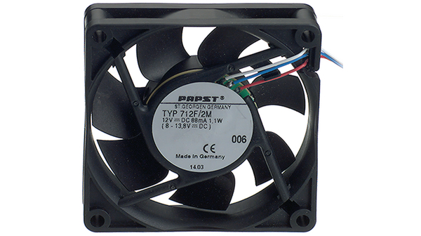 ebm-papst Axial Fan, 12 V dc, dc Operation, 43m³/h, 1.7W, 140mA Max, 70 x 70 x 15mm