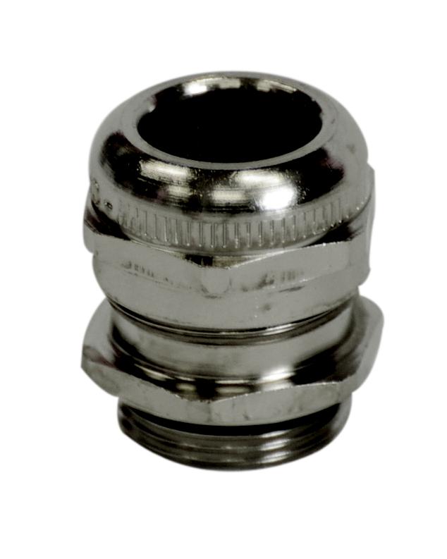 Capri NEWCAP MS Series Nickel Nickel Plated Brass Cable Gland, M32 Thread, 16mm min., 24.5mm max., IP66, IP68