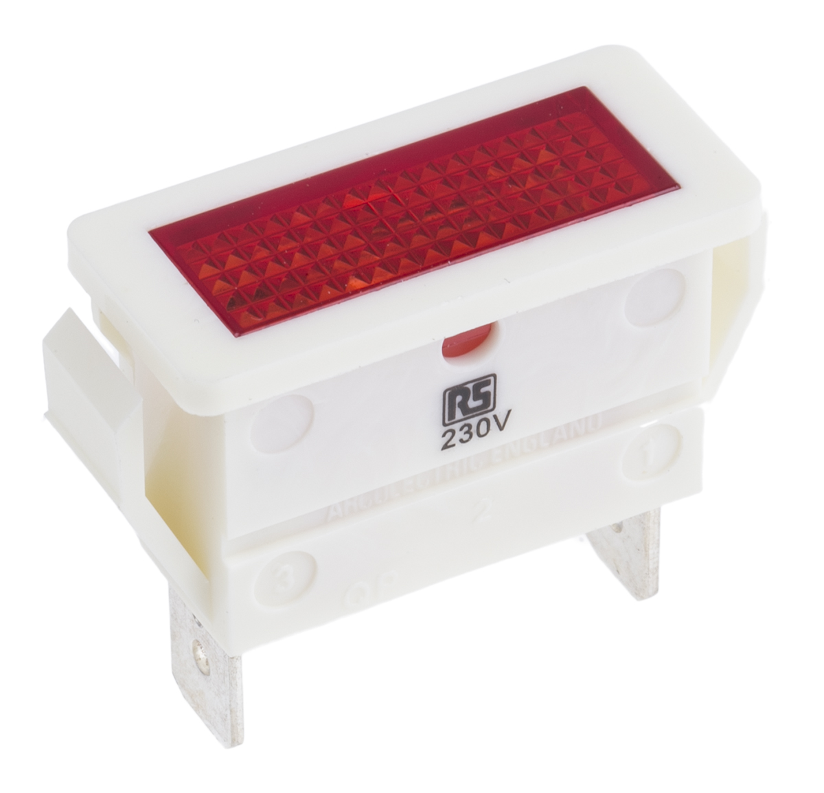 Arcolectric (Bulgin) Ltd 0430 Series Red Neon Panel Mount Indicator, 250V, 28.2 x 11.5mm Mounting Hole Size, Solder Tab
