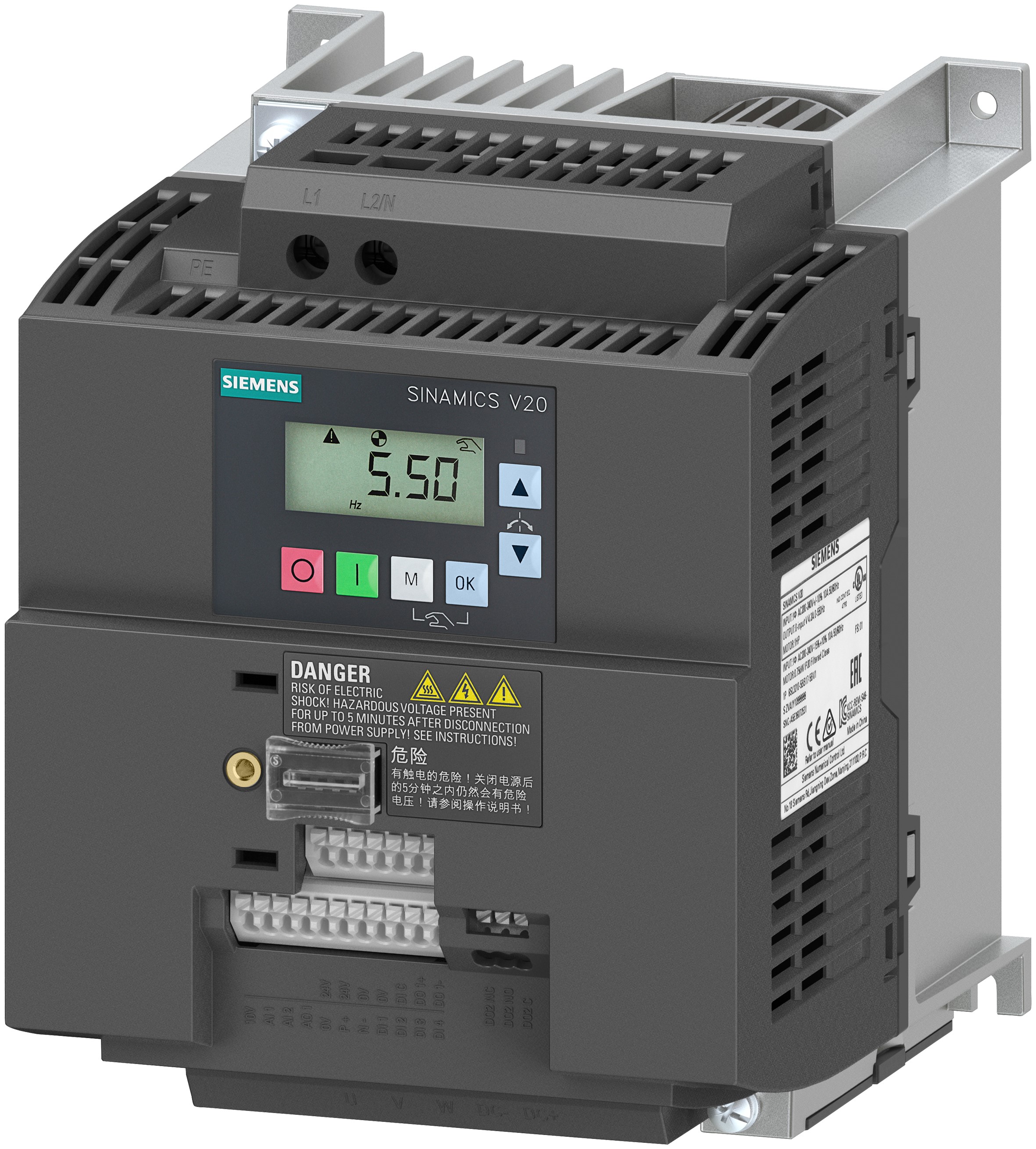 Siemens Inverter Drive, 3 kW, 1 Phase, SINAMICS V20 Series 240 V 7.5 A