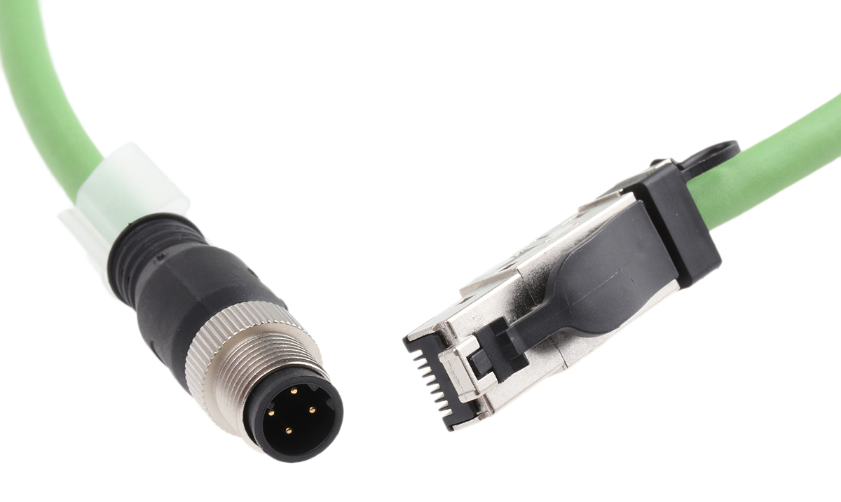 Weidmuller, 1.5m Cat5, Green M12 to RJ45, Terminated PUR Sheath