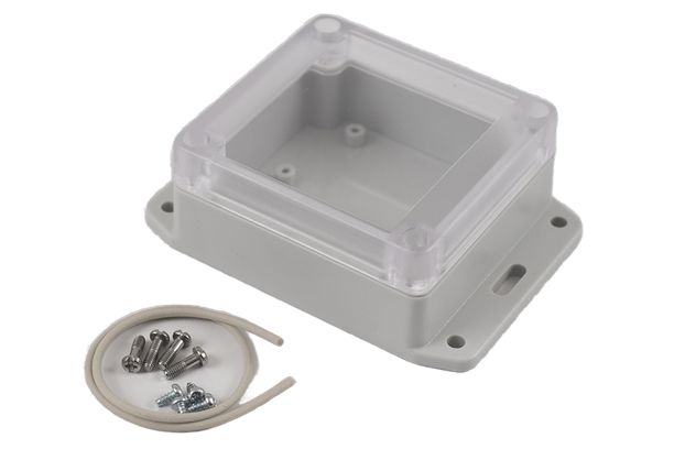 Hammond RP Series Light Grey Polycarbonate General Purpose Enclosure, IP65, Flanged, Clear Lid, 85 x 80 x 40mm