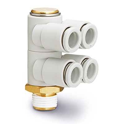 SMC KQ Series Elbow Fitting, Push In 12 mm to R 1/2 Male, Threaded-to-Tube Connection Style, KQ2ZD12-04AS