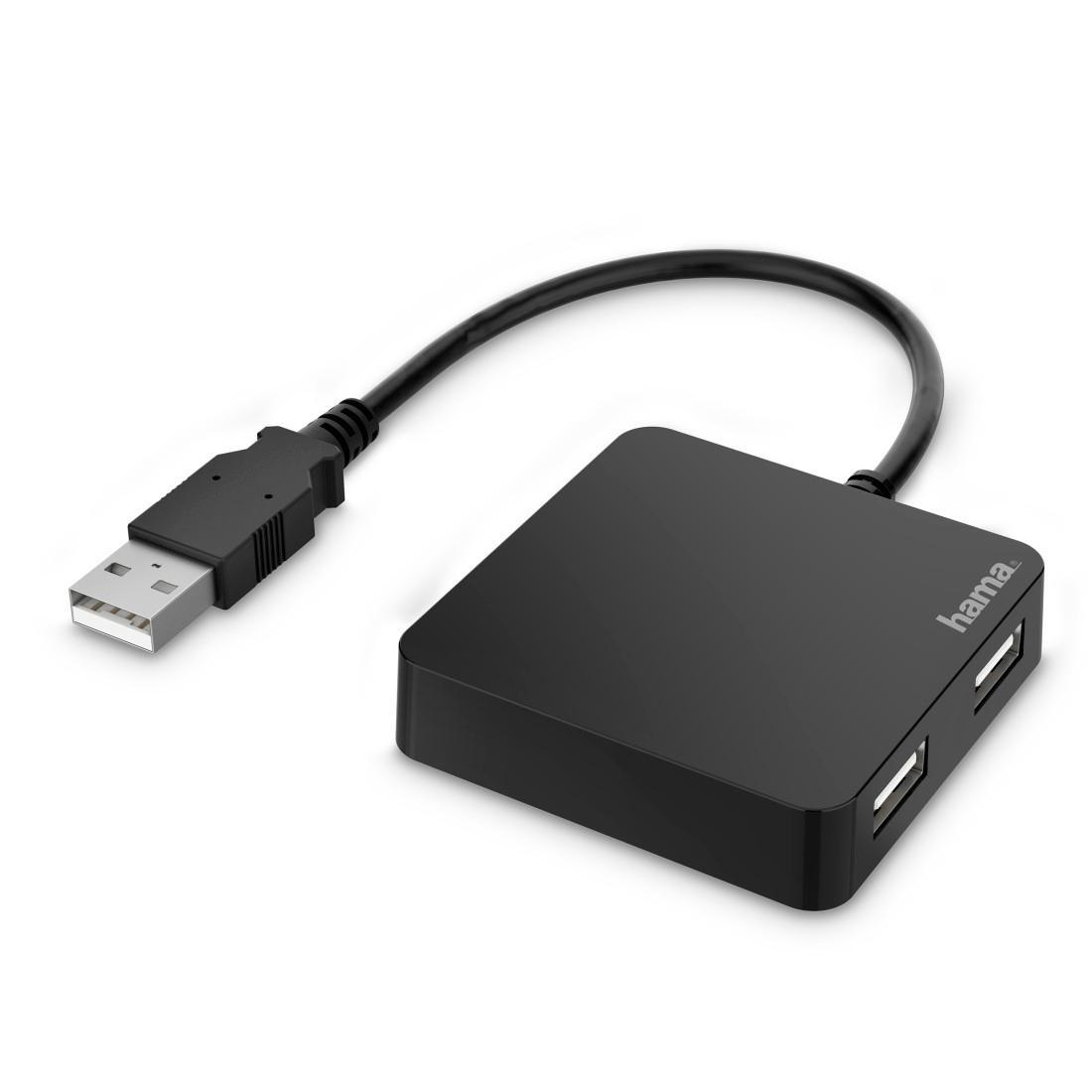 Hama 4 Port USB 2.0 USB A  Hub, USB Powered, 5.6 x 1.3 x 5.6cm