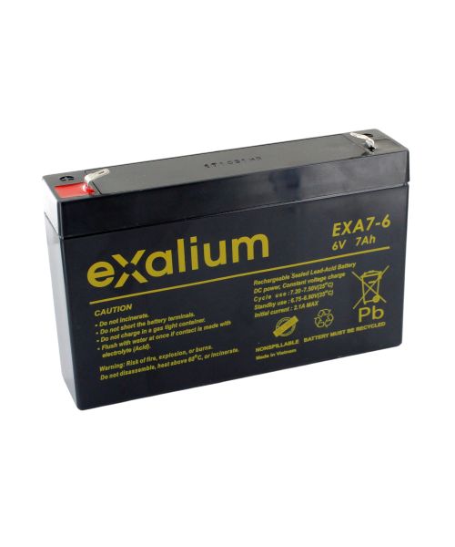 Exalium 6V F1 Lead Acid Battery, 7Ah