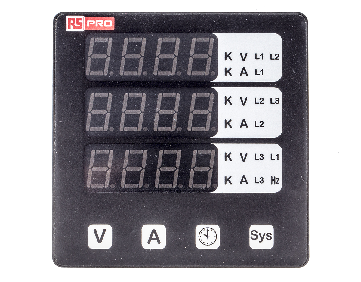 RS PRO LED Digital Panel Multi-Function Meter, 92mm x 92mm