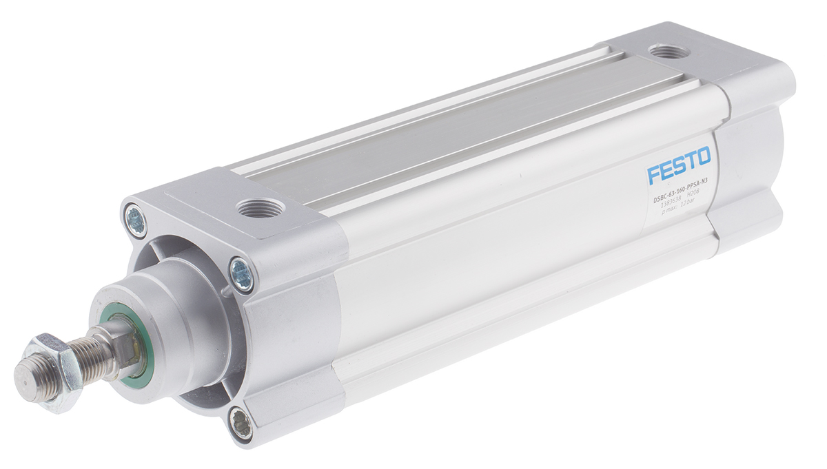 Festo Pneumatic Piston Rod Cylinder - 1383638 63 mm Bore, 160 mm DSBC Series, Double Acting Acting