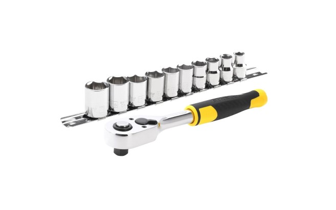 Stanley 11-Piece 3/8 Standard Socket Set with Ratchet, 12 point