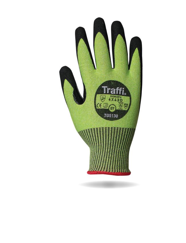 Traffi Green, Black Fibreglass, Elastane, Polyester, Aramid Liquid/Oil Repellent Gloves, Size 6, Cohesion Carbon Coating