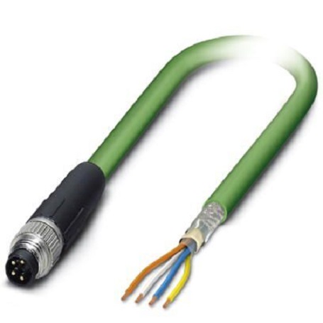 Phoenix Contact, 1m Cat5, Green M8 to Male Unterminated, Shielded Shielded, Terminated