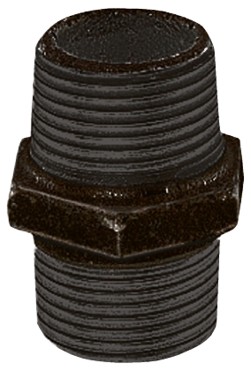 Georg Fischer Black Oxide Malleable Iron Fitting Hexagon Nipple, Male BSPT 3/4in to Male BSPT 3/4in