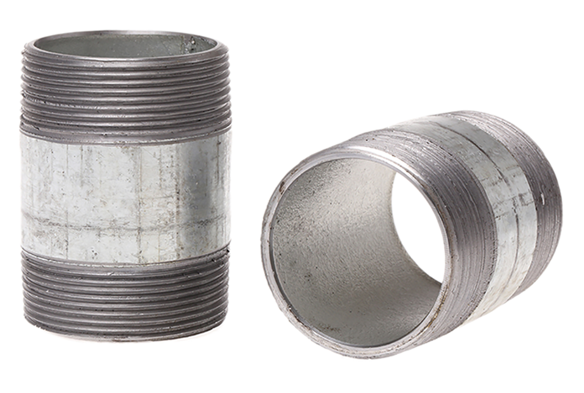 RS PRO Galvanised Malleable Iron Fitting Barrel Nipple, Male BSPT 2in to Male BSPT 2in