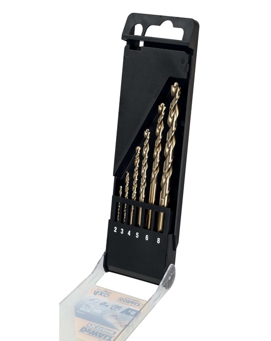 DeWALT 6-Piece Twist Drill Bit Set Set for Metal, 8mm Max, 2mm Min, HSS-Co Bits