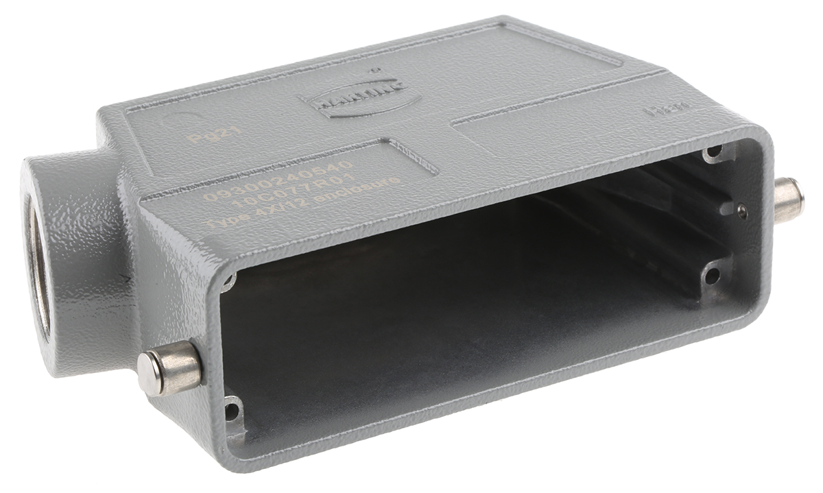 HARTING Han B Heavy Duty Power Connector Hood, PG21 Thread, Side Entry