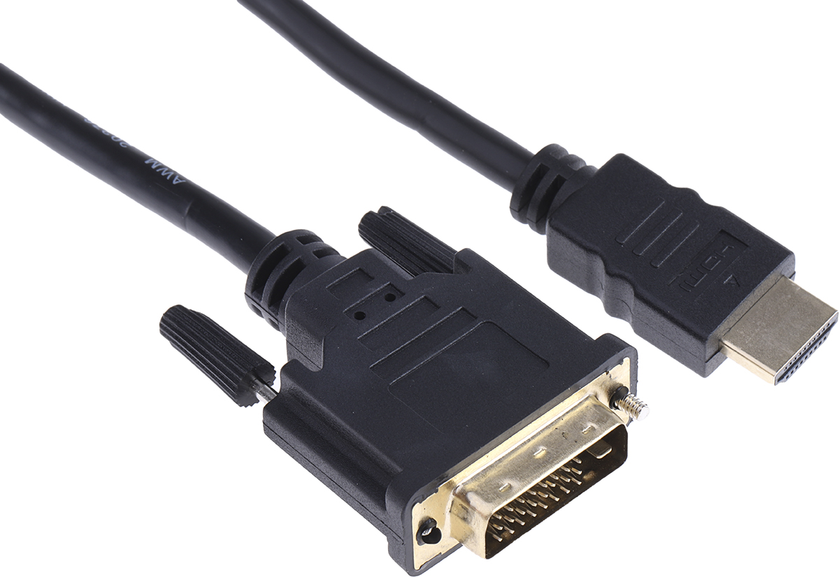 RS PRO, 1m Male HDMI to Male DVI-D Single Link High Speed 4K
