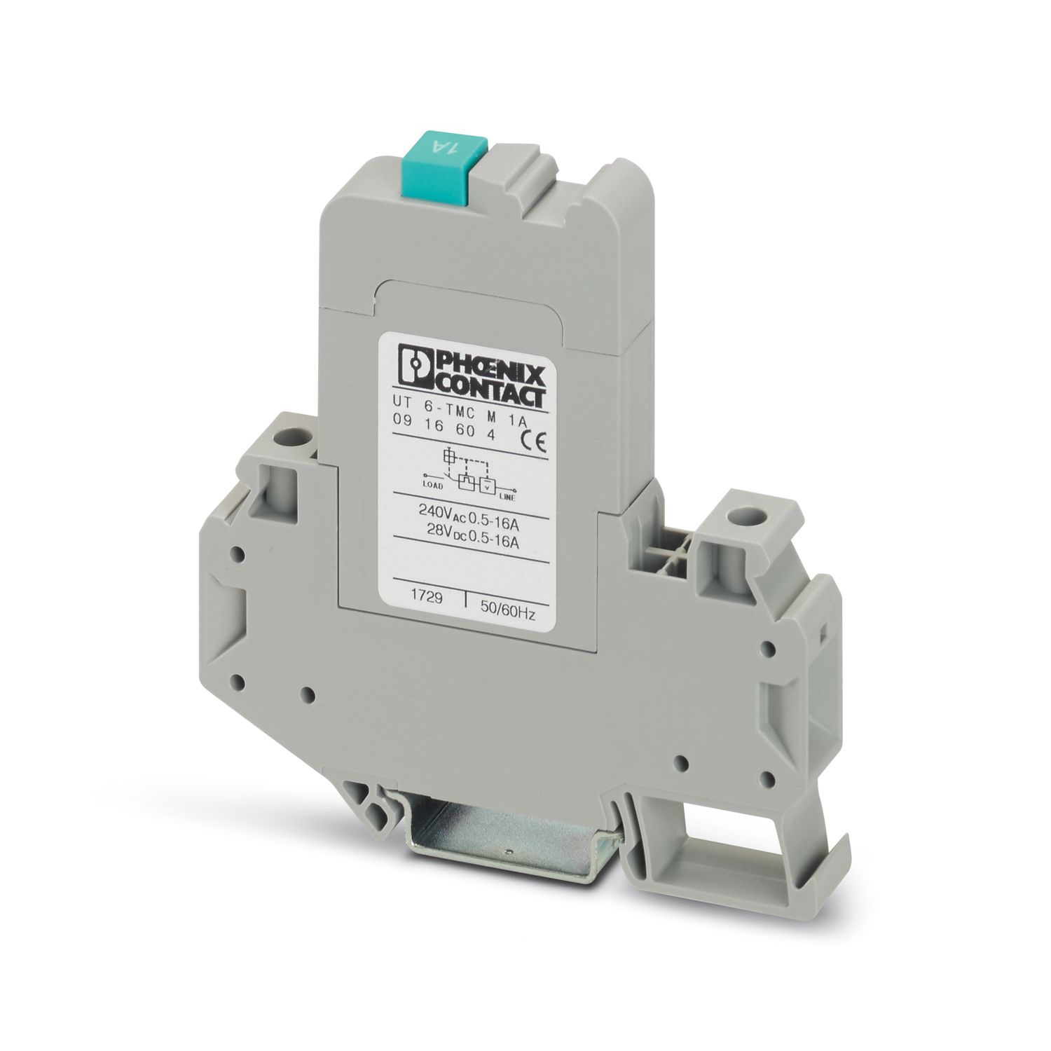 Phoenix Contact CLIPLINE Thermal Circuit Breaker - UT 6-TMC  Single Pole 250V Voltage Rating DIN Rail Mount, 1A Current
