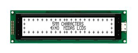 Midas MC44005A6W-FPTLW-V2 A Alphanumeric LCD Display White, 4 Rows by 40 Characters, Transflective