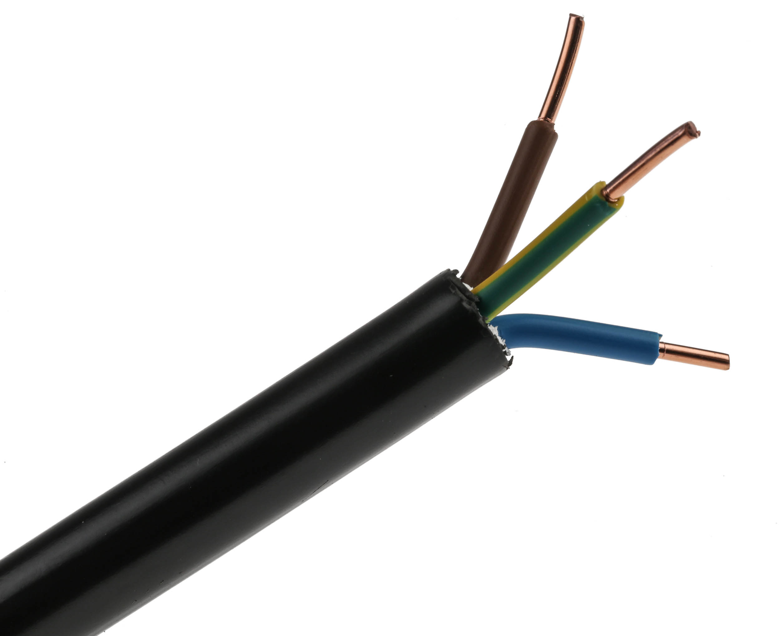 RS PRO NYY-J 2.5 mm² 3 Core Power Cable, Black PVC, 50m