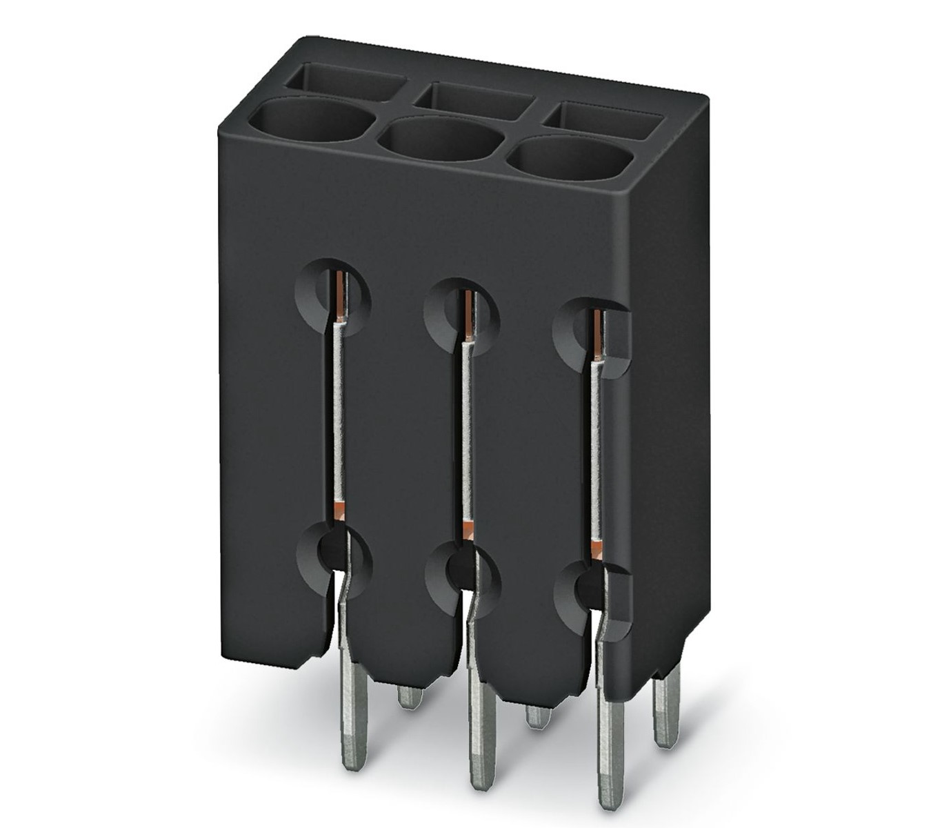 Phoenix Contact PTSM 0.5/ 4-2.5-V THR R44 Series PCB Terminal Block, 4-Contact, 2.5mm Pitch, Through Hole Mount, 1-Row,