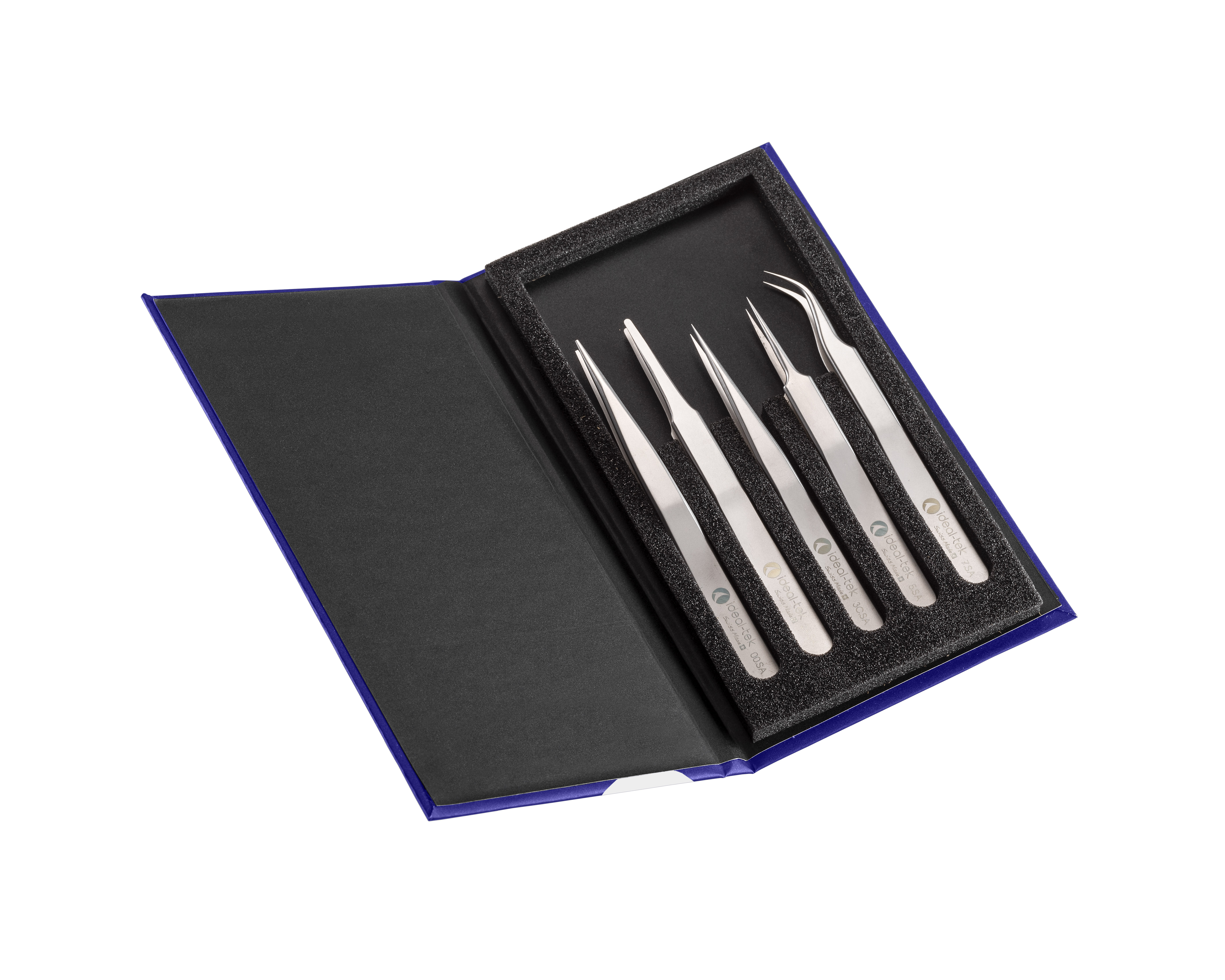 ideal-tek 185 mm, Stainless Steel, Angle, Flat, Tweezer Set
