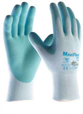 ATG 34-824 Light Blue Nylon Spandex Work Gloves, Size 8, DC-DC Fast Charge Coating