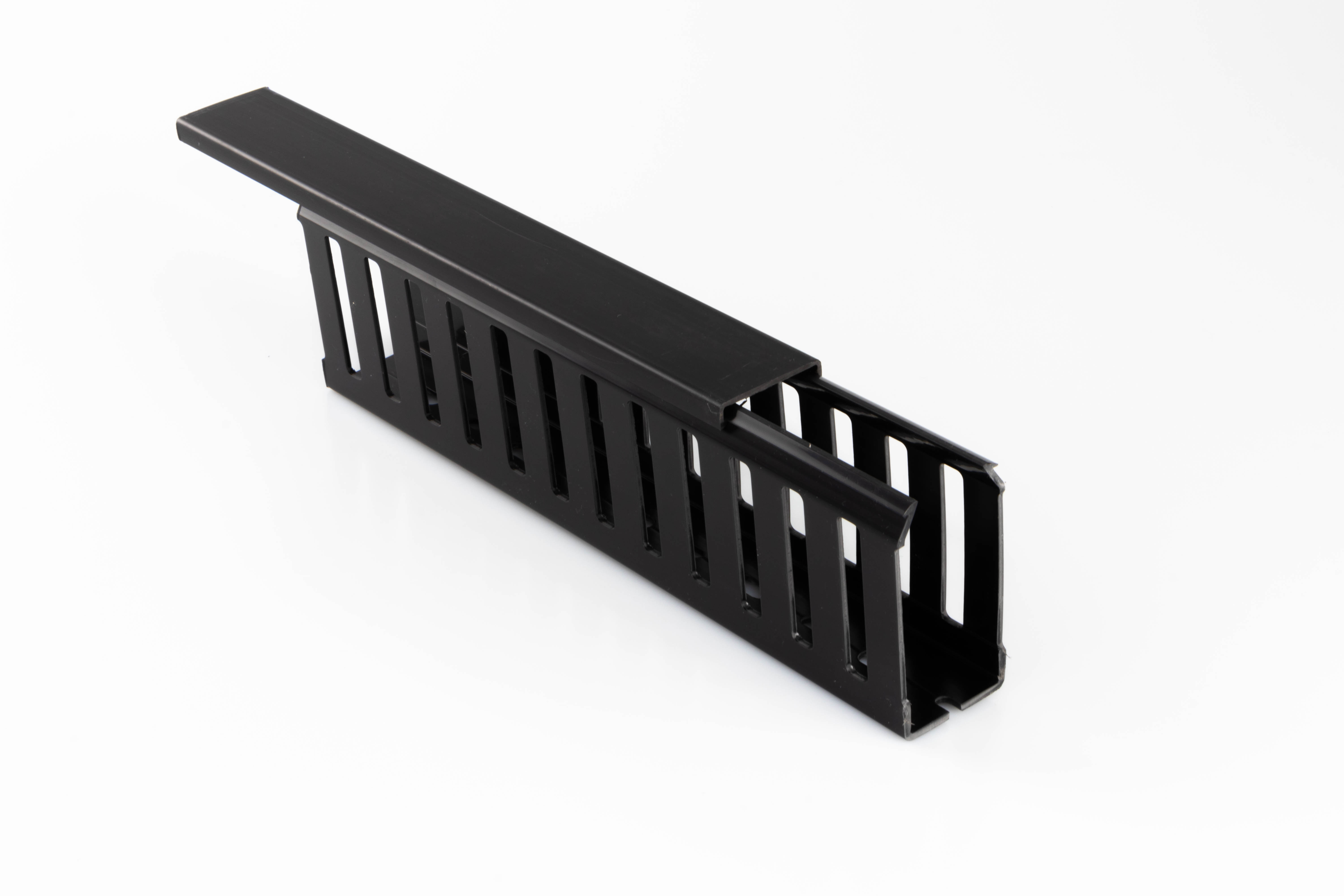 Betaduct 877 Black Slotted Panel Trunking - Open Slot, W50 mm x D50mm, L1m, PVC
