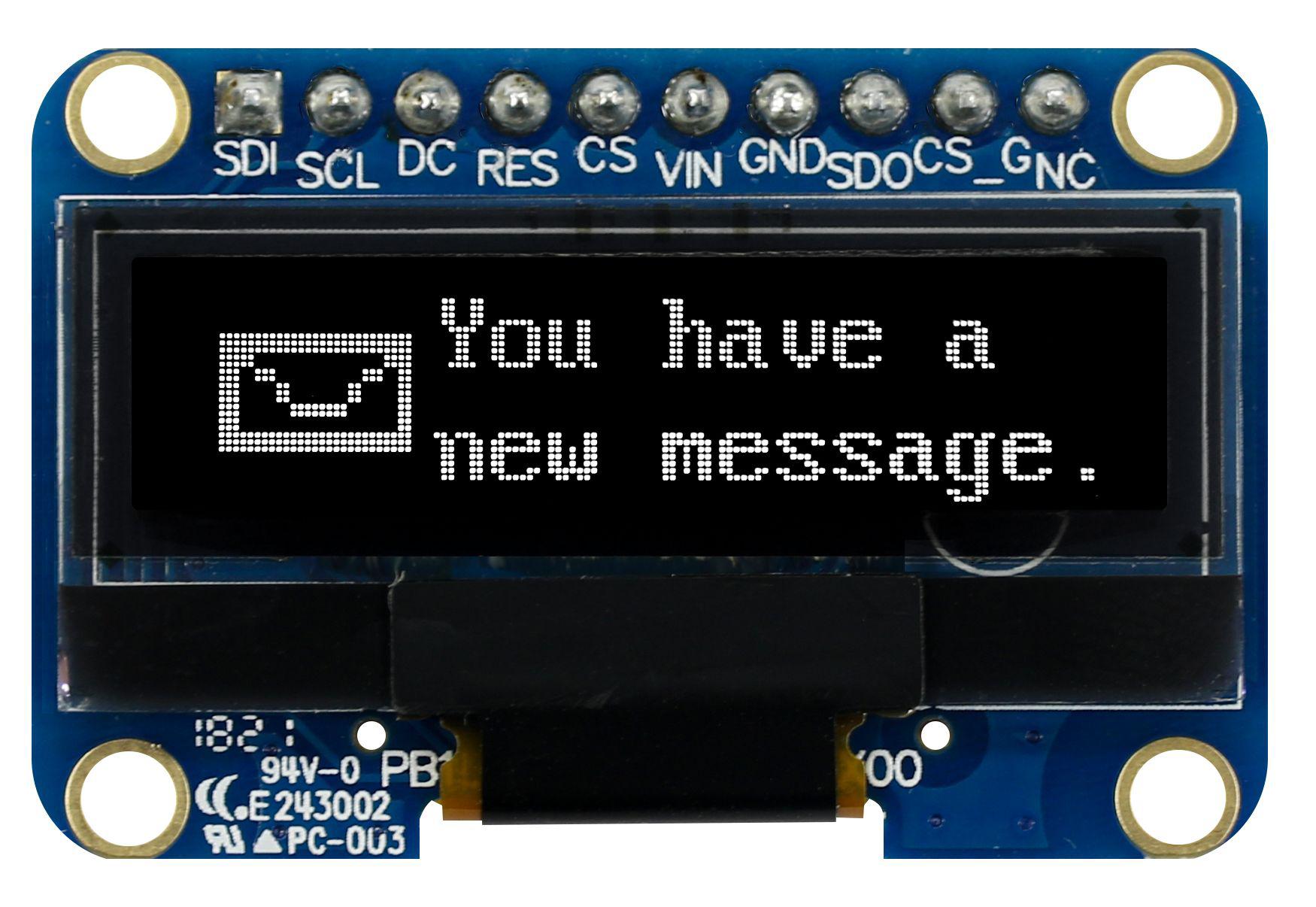 Midas 1.04in White Passive matrix OLED Display 128 x 32pixels COB SPI Interface