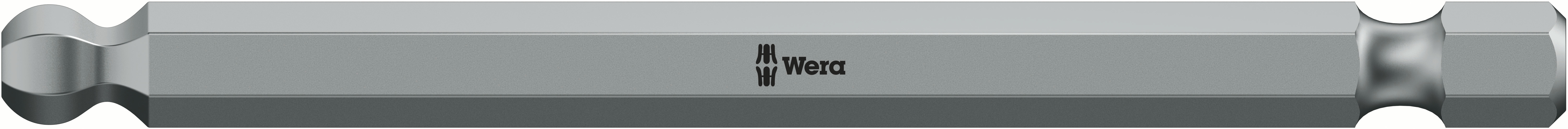 Wera Ball End Hexagon Screwdriver Bit, 3 mm Tip, 1/4 in Drive, Hexagon Drive, 89 mm Overall