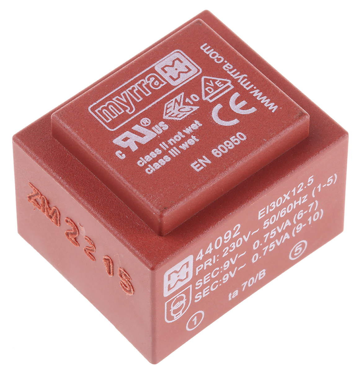 Myrra 9V ac 2 Output Through Hole PCB Transformer, 1.5VA