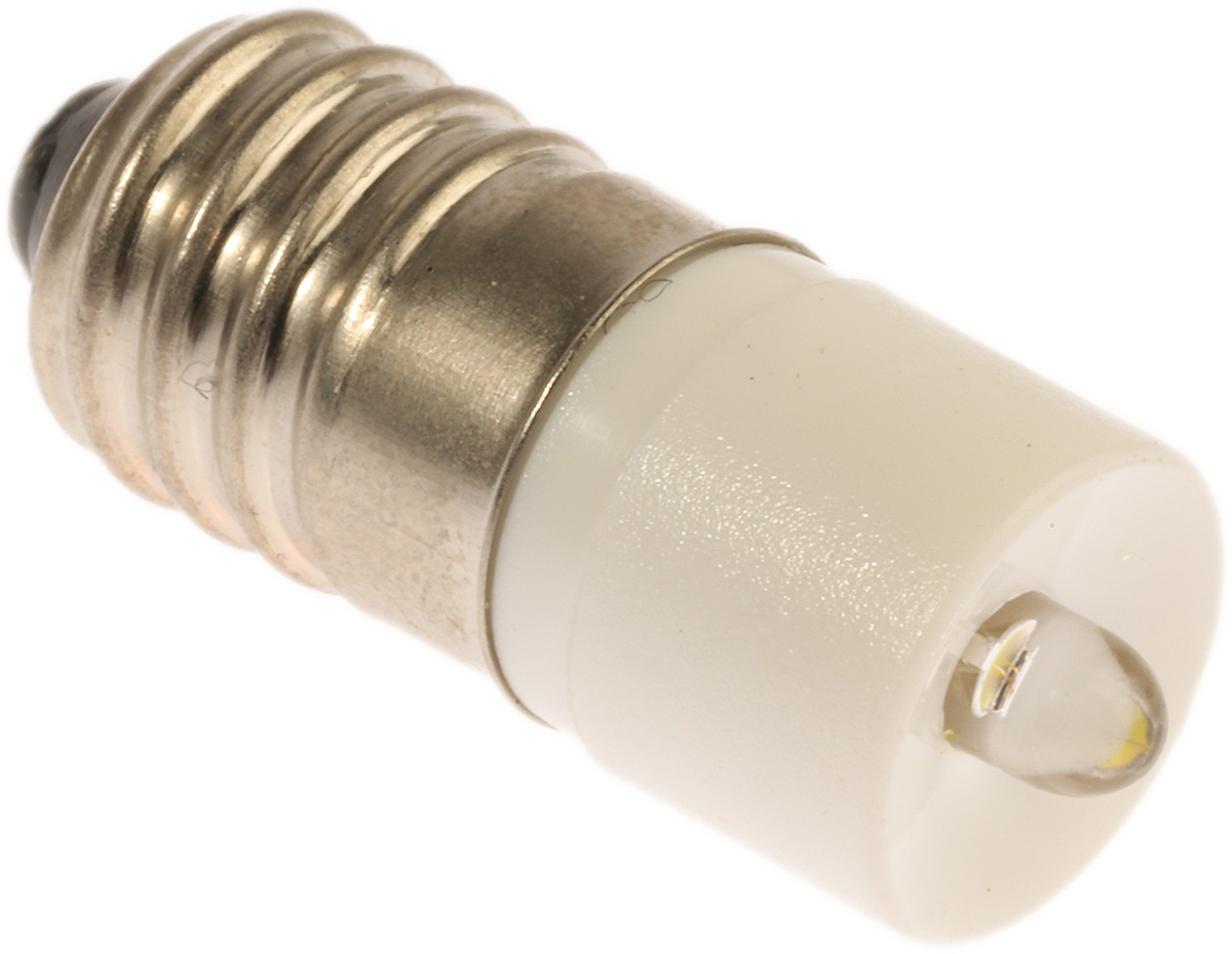 RS PRO White LED Indicator Lamp, 12V ac/dc, E10 Base, 10mm Diameter, 2070mcd