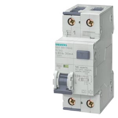 Siemens RCBO, 10A Current Rating, 2P Poles, 10mA Trip Sensitivity, Type A, SENTRON Range