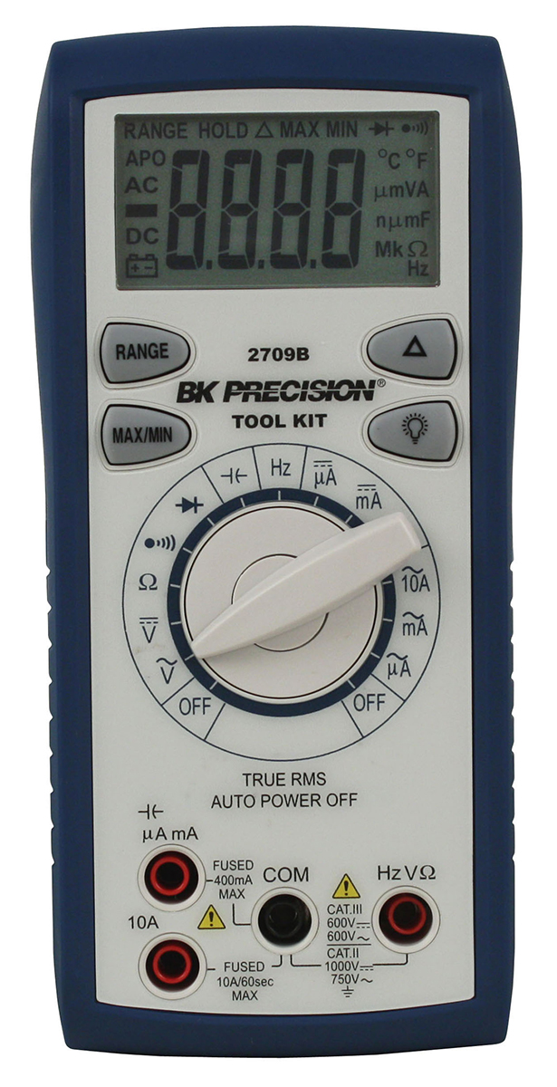 BK Precision BK2709B Handheld Digital Multimeter, True RMS, 10A ac Max, 10A dc Max, 750V ac Max