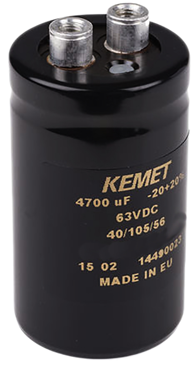 KEMET 4700μF Aluminium Electrolytic Capacitor 100V dc, Screw Terminal - ALS40A472DF100