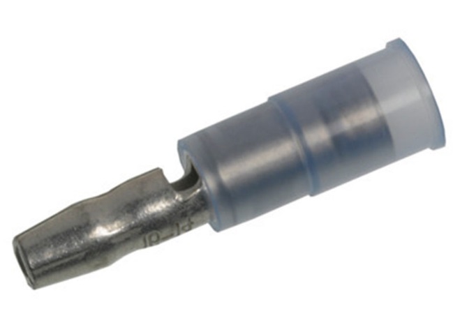 Molex, 19035 Insulated, Blue Crimp Bullet Connector, 16AWG to 14AWG, 4.32mm Bullet diameter Male