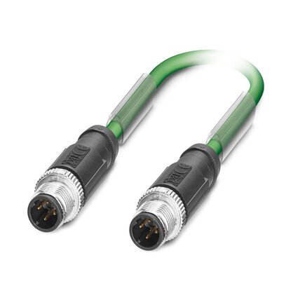 Phoenix ContactNBC, 500mm Cat5, Green M12 to Male M12 Male Shielded, Terminated PVC Sheath