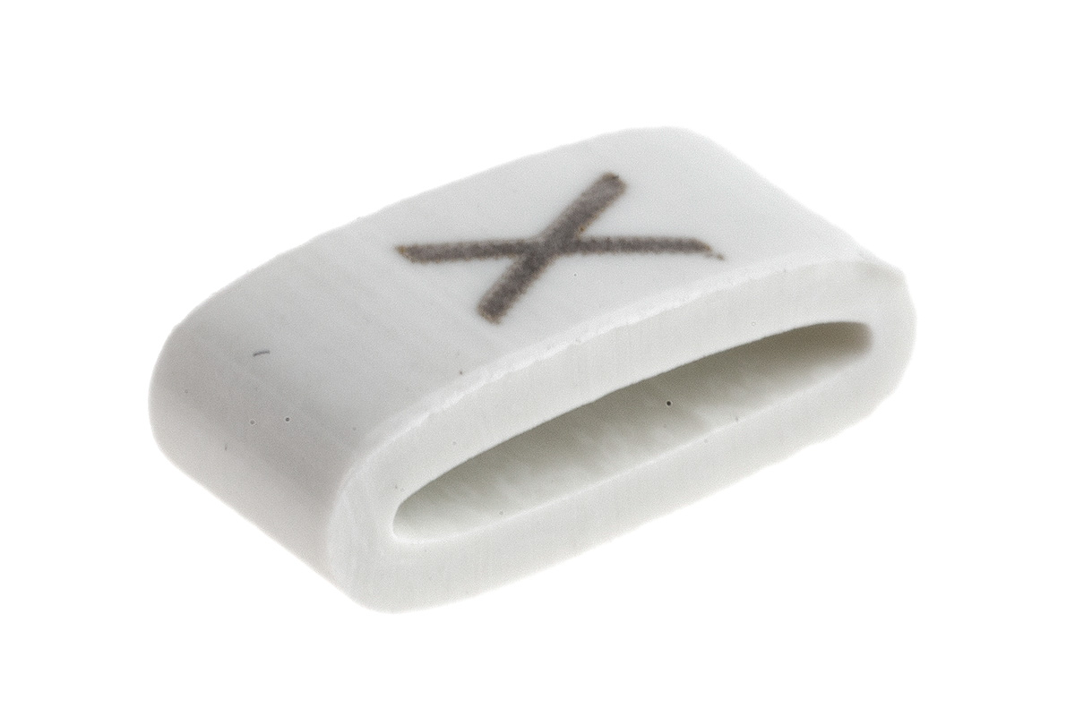 HellermannTyton HODS85 Slide On Cable Markers, Black on White, Pre-printed "X", 1.8 → 6.3mm Cable, 531-07884