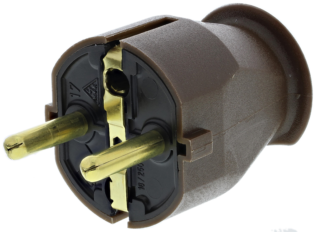 Kopp French / German Mains Plug, 16A Brown, Cable Mount PVC, 250 V