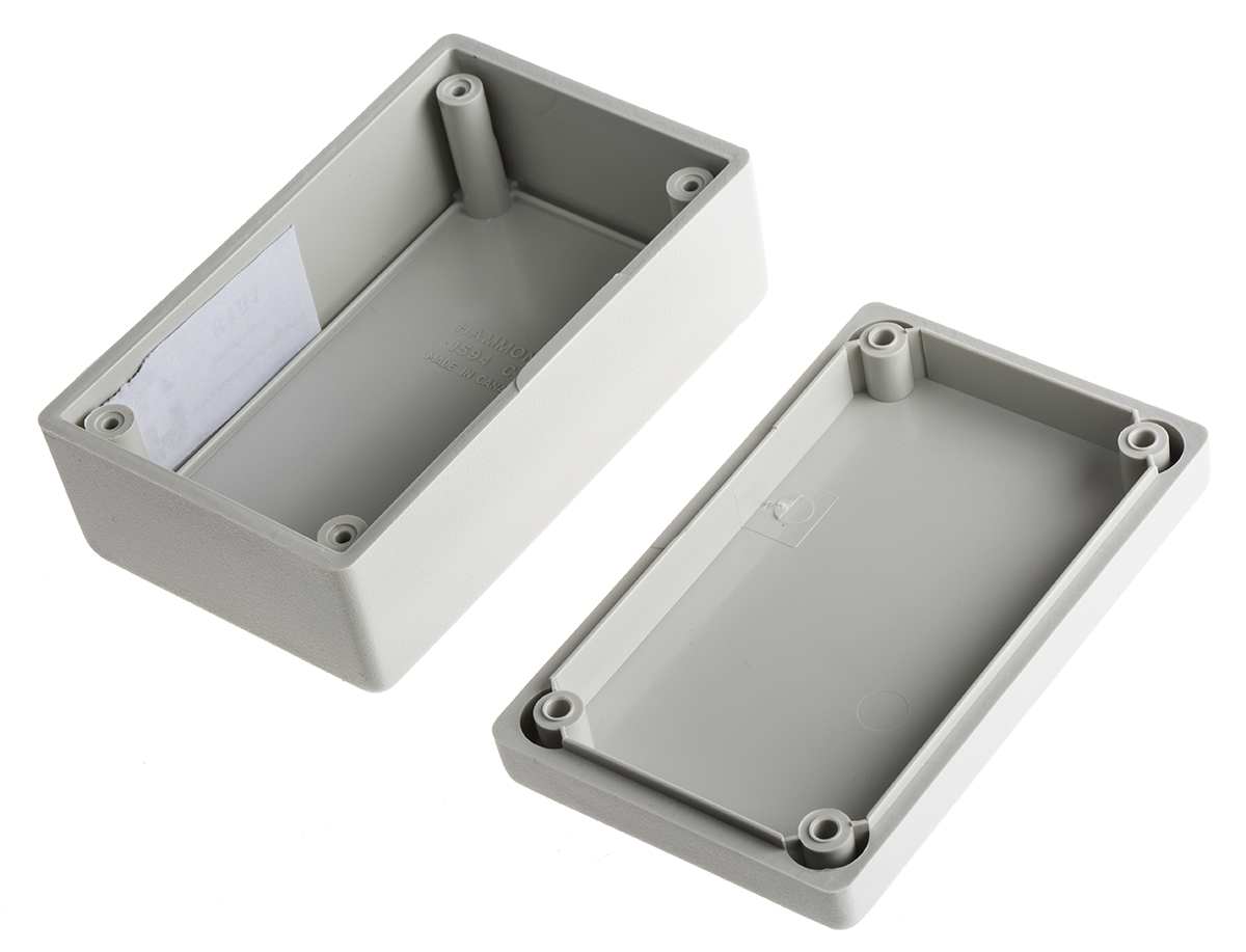 Hammond 1594 Series Grey ABS Enclosure, IP54, Grey Lid, 105 x 66 x 45mm