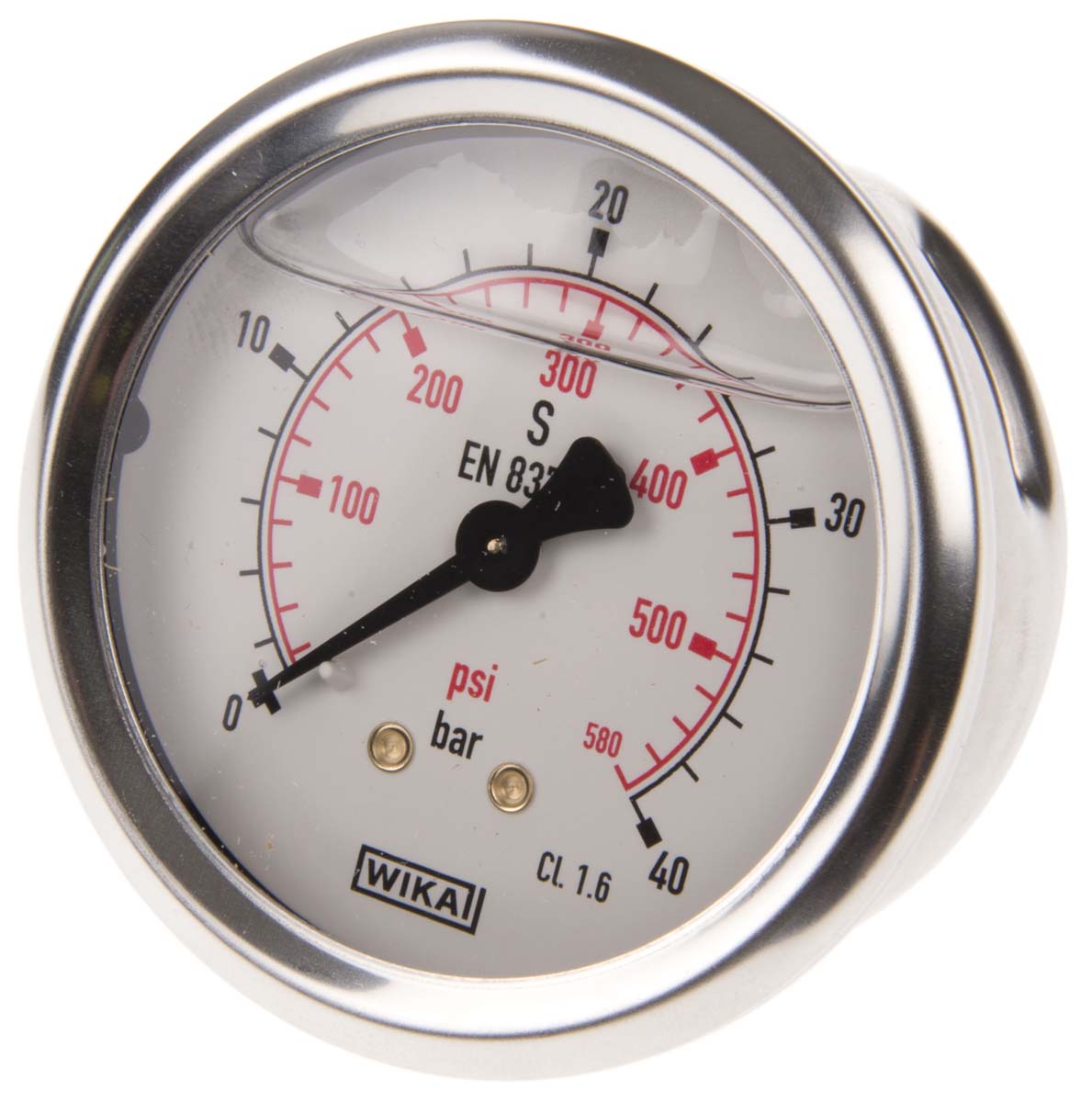 WIKA G 1/4 Analogue Pressure Gauge 40bar Back Entry 63mm Outside Diameter