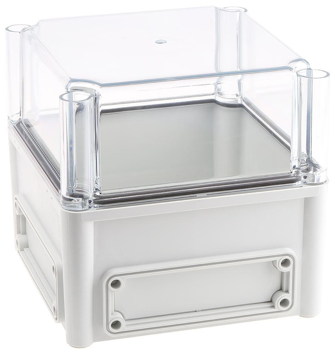 Fibox EK Series Grey Polycarbonate Enclosure, IP66, IP67, Flanged, Transparent Lid, 190 x 190 x 180mm