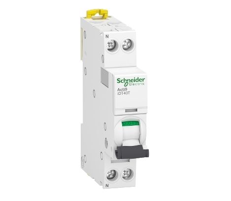 Schneider Electric Acti 9 Acti9 iDT40T MCB, 1+N, 40A Curve B, 230V AC