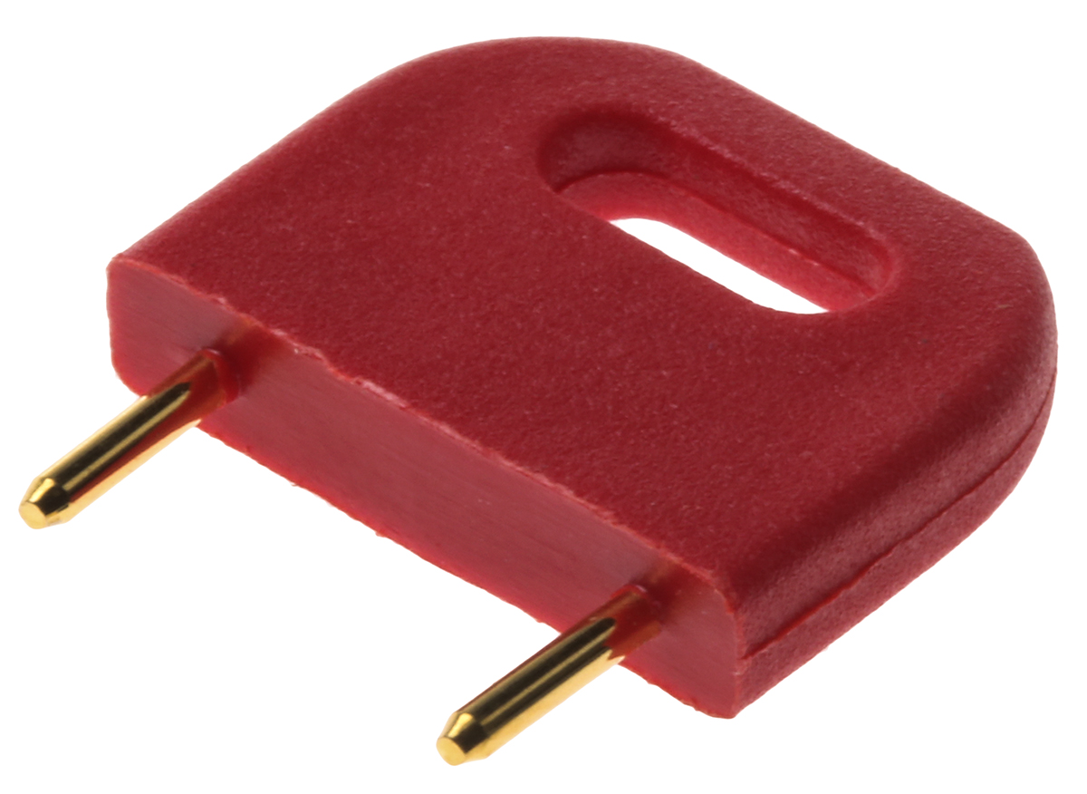 HARWIN Shorting Link Male Straight Red Closed Top 2 Way 1 Row 10.16mm Pitch