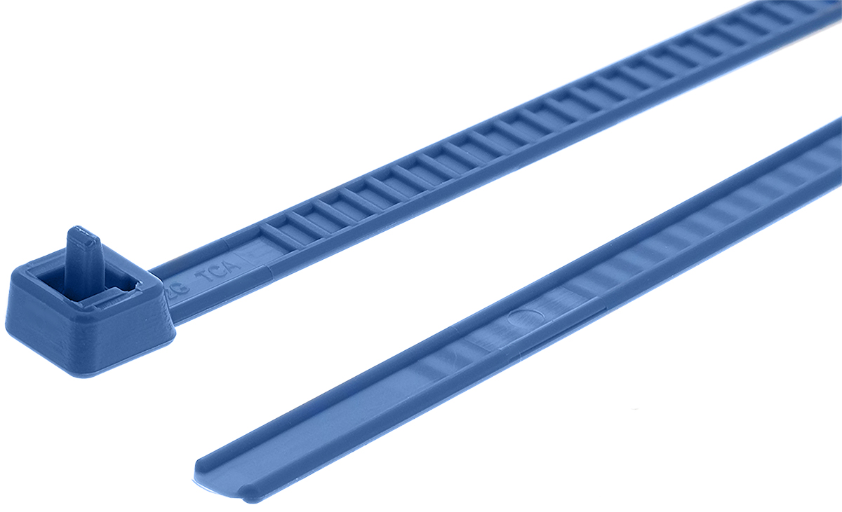 HellermannTyton Cable Tie, Releasable, 195mm x 4.7 mm, Blue Polyamide 6.6 (PA66), Pk-25