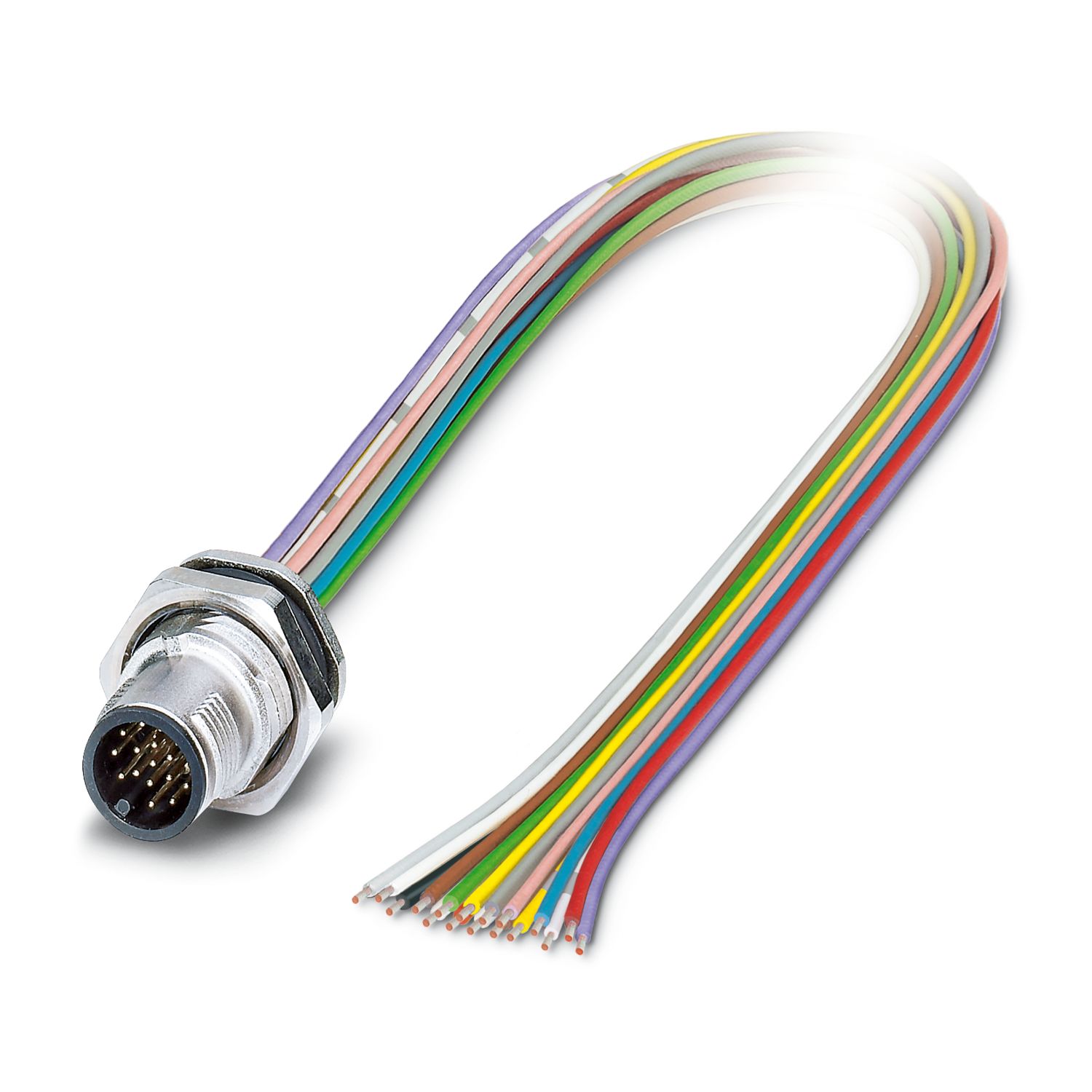 Phoenix Contact Male 17 way M12 to 17 way Free Cable End Sensor Actuator Cable, 0.5 m