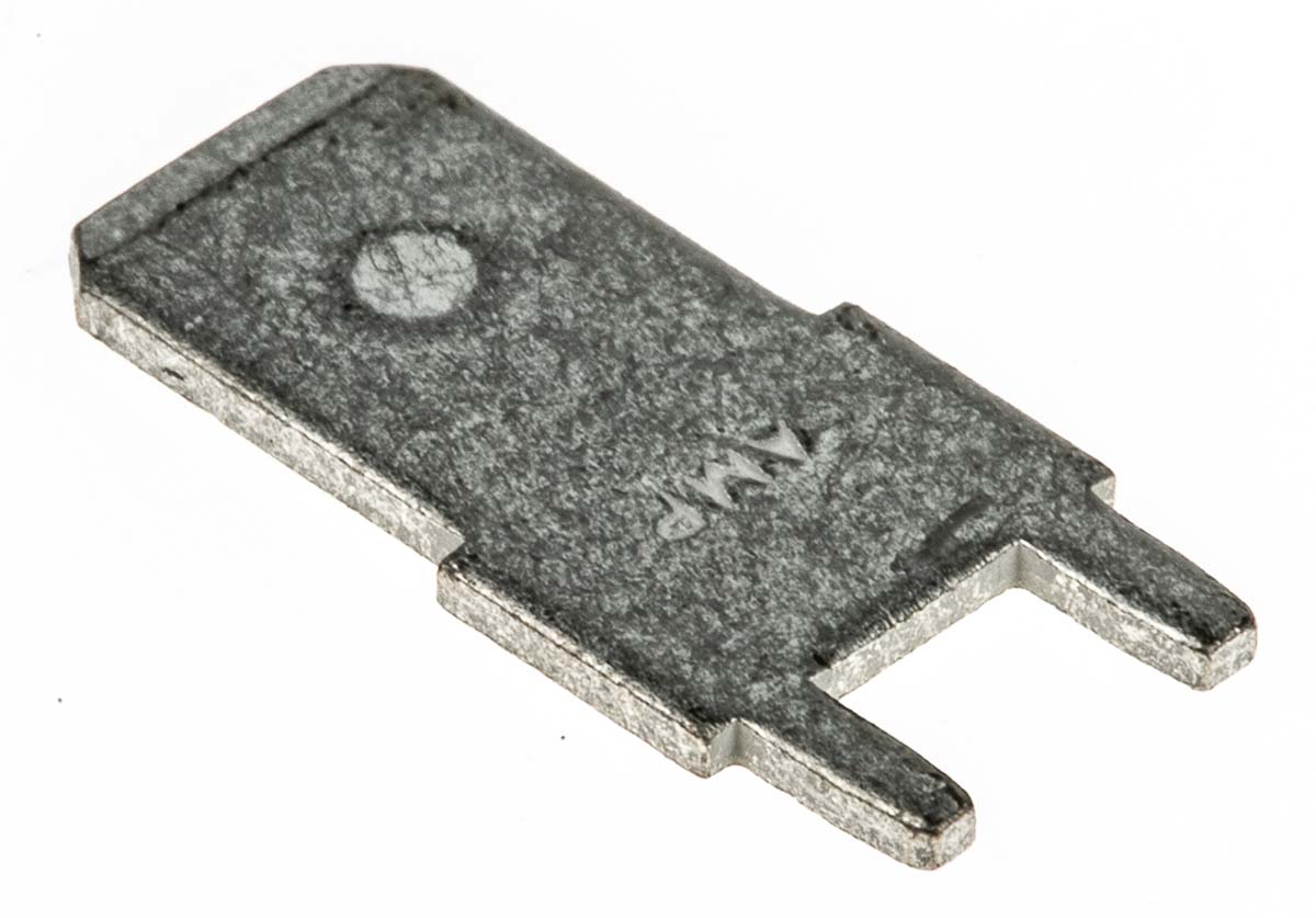 TE Connectivity FASTON .250 Grey Uninsulated Male Spade Connector, PCB Tab, 6.35 x 0.83mm Tab Size